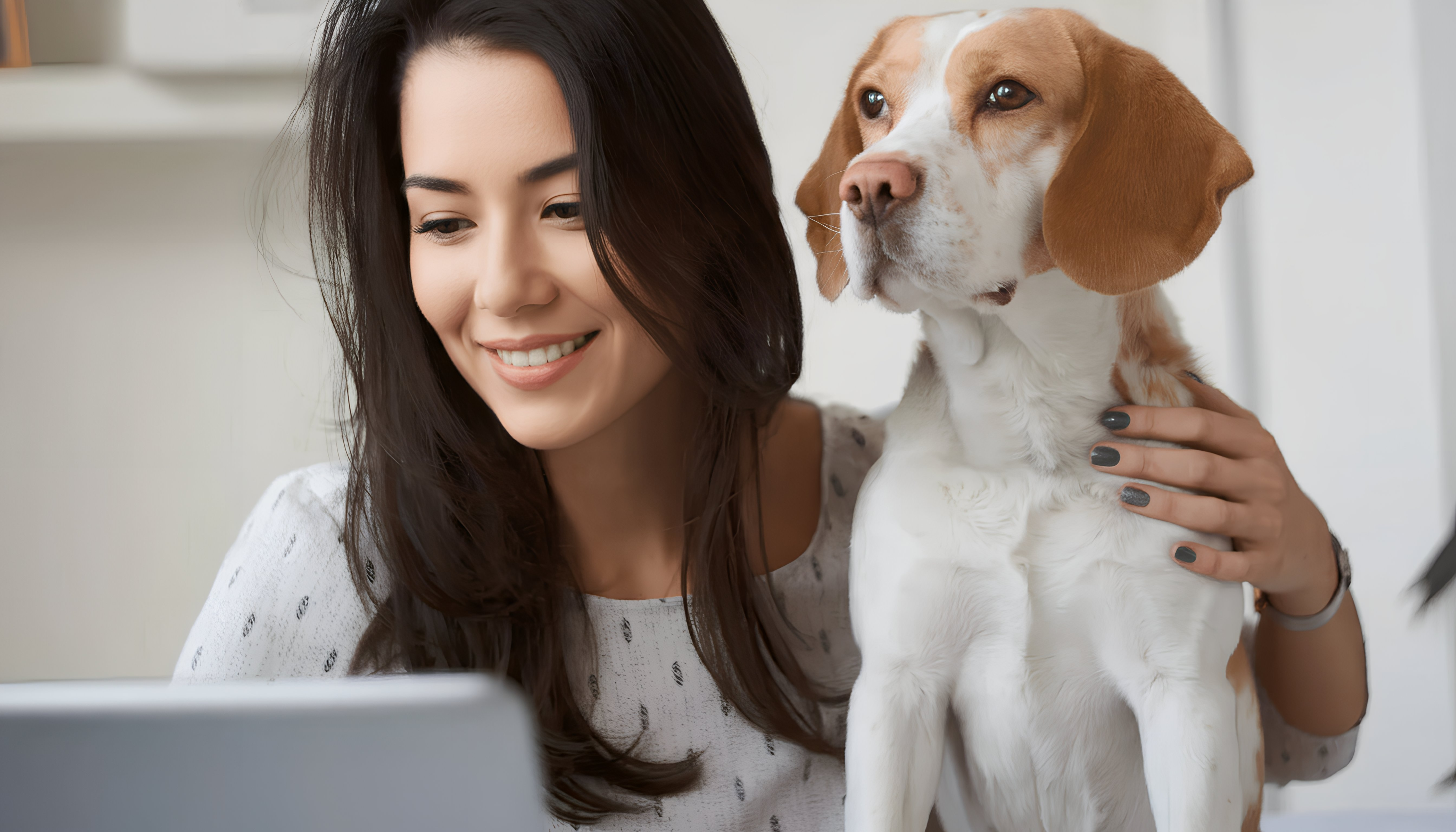 Smiling woman with dog